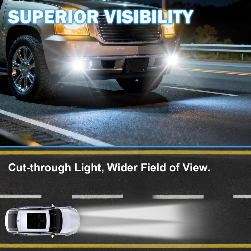BOXLIGHT LED&DRL Round Fog Lighs Compatible with 2007-2014 Chevy Suburban Tahoe, 2007-2013 Avalanche Camaro, 2015-2016 Colorado Silverado, 2007-2016 GMC Acadia Yukon XL Sierra Denali With Turn Signal - Image 3